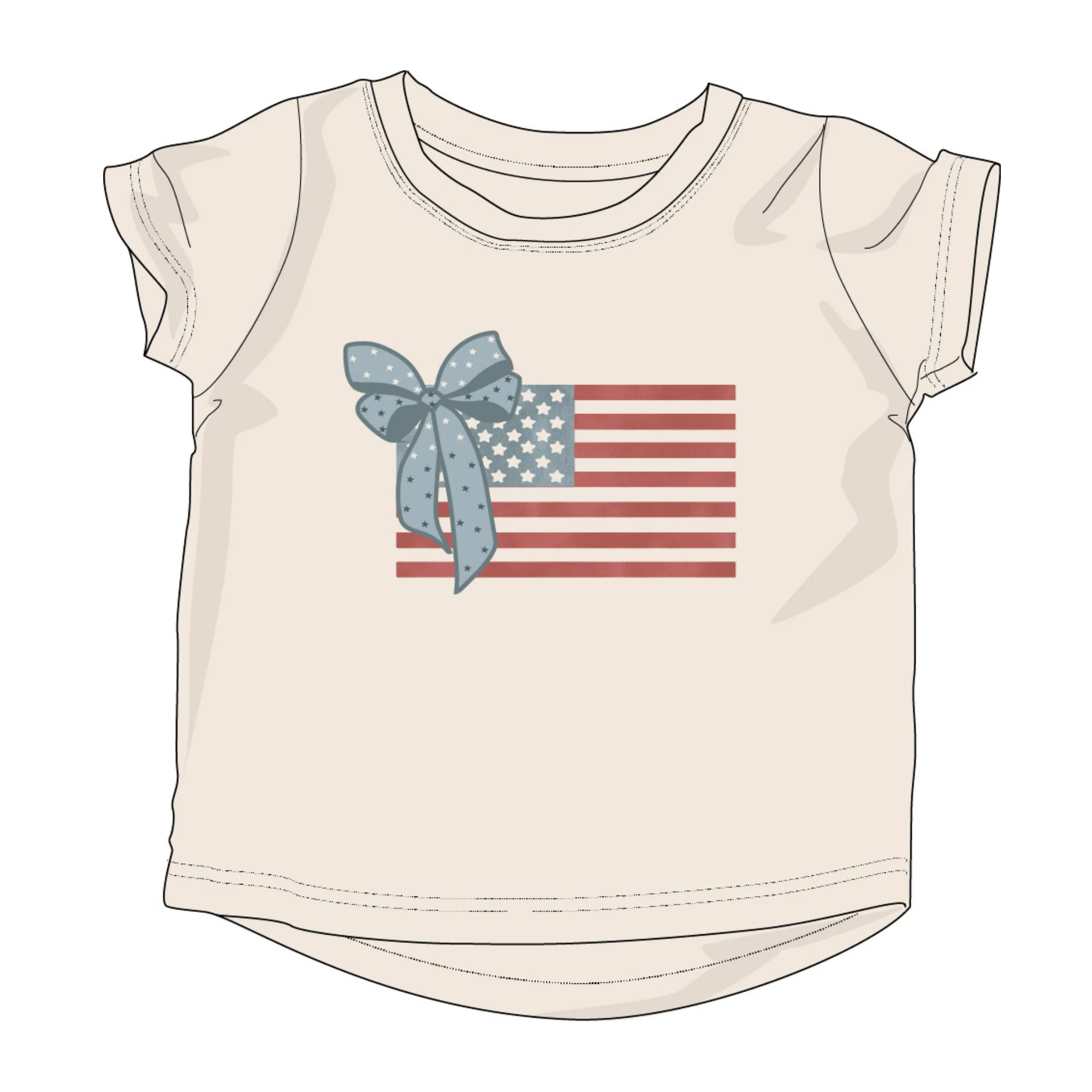 American Flag Girls Short Sleeve Tee