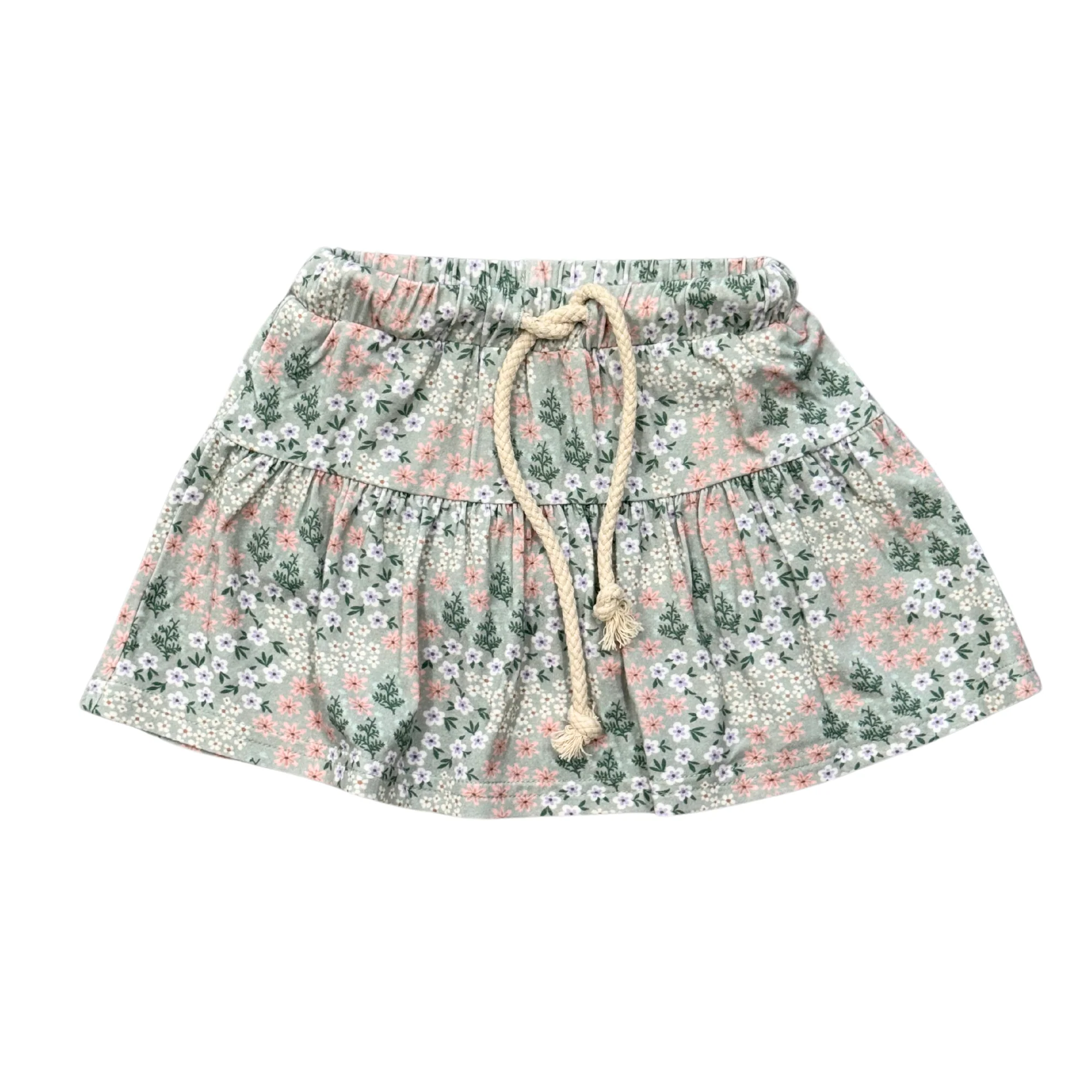 Aqua Gray Floral Skort