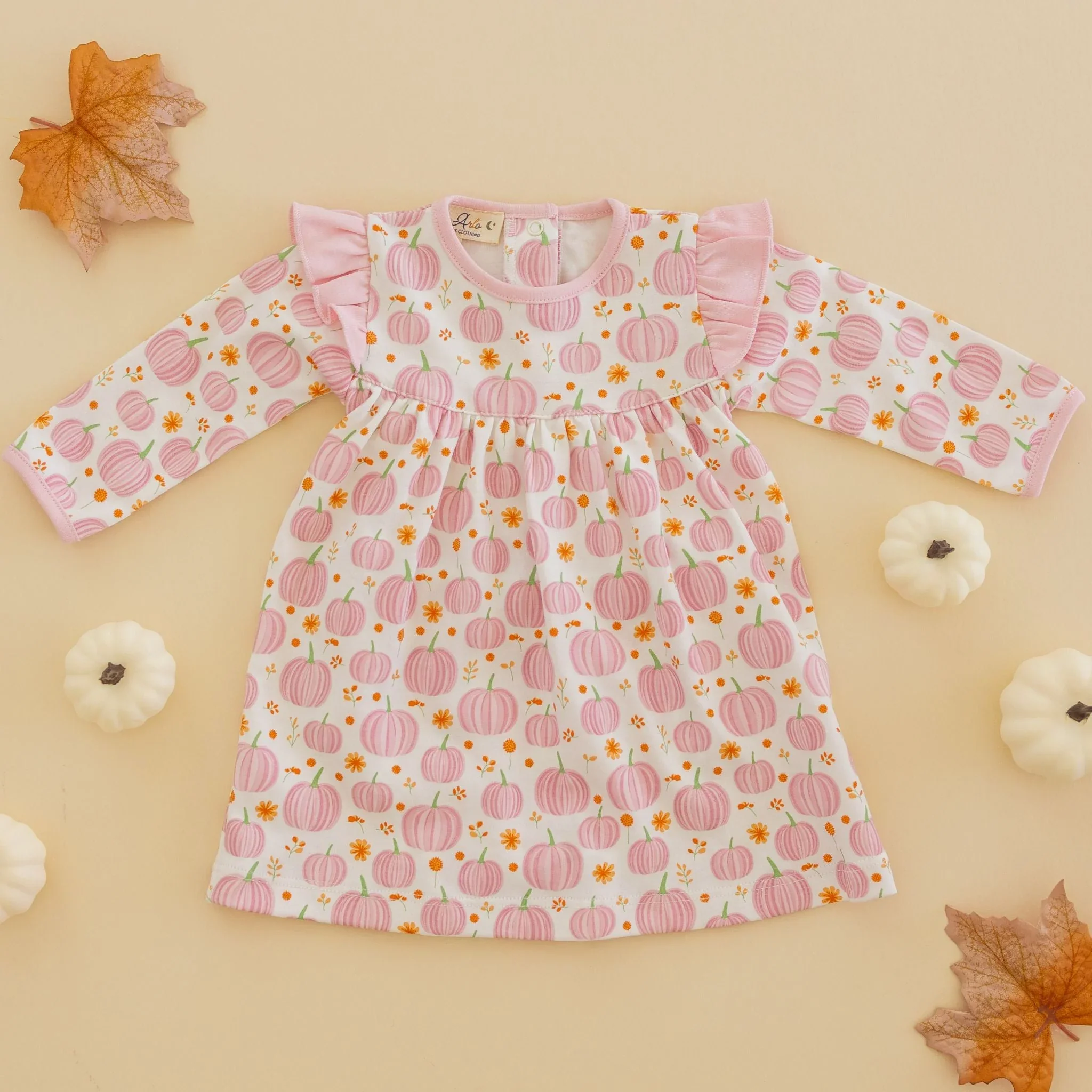Autumn Blooms Pink L/S Flutters Dress