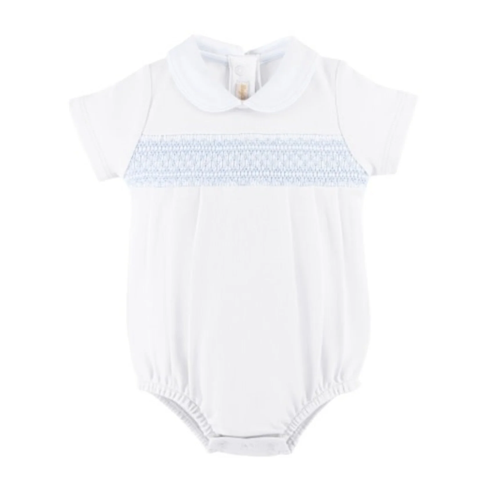 Baby Club Chic - White Hand Smocked Bubble w/ Round Collar