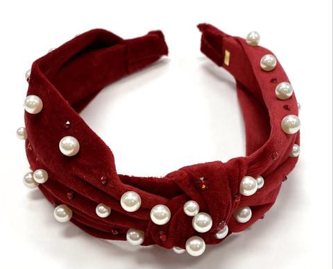 Bari Lynn - Velour Twist Knot Headband with Pearls & Swarovski Crystals - Image 2