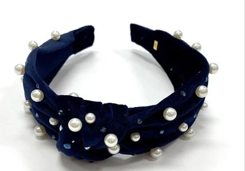 Bari Lynn - Velour Twist Knot Headband with Pearls & Swarovski Crystals - Image 3