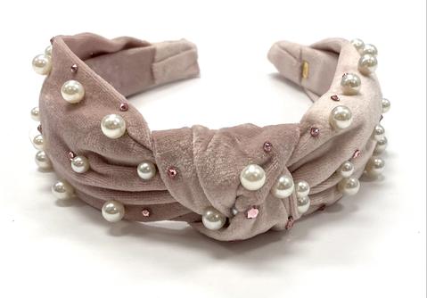 Bari Lynn - Velour Twist Knot Headband with Pearls & Swarovski Crystals - Image 5