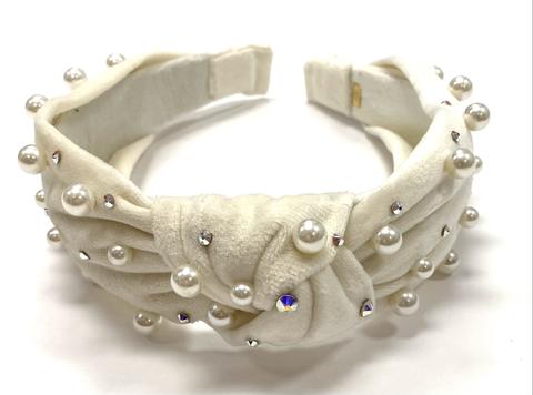 Bari Lynn - Velour Twist Knot Headband with Pearls & Swarovski Crystals - Image 6