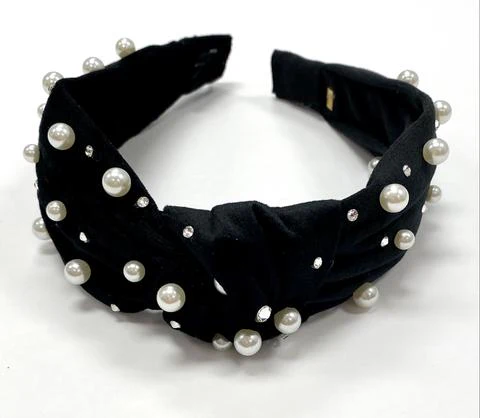 Bari Lynn - Velour Twist Knot Headband with Pearls & Swarovski Crystals - Image 7