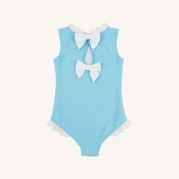 Belhaven Blue with Worth Avenue White Eyelet Sleeveless Sarasota Surf Suit