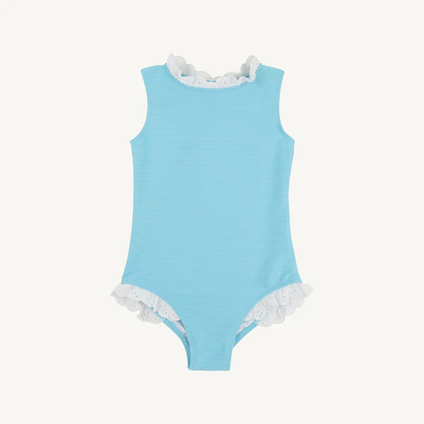 Belhaven Blue with Worth Avenue White Eyelet Sleeveless Sarasota Surf Suit - Image 2