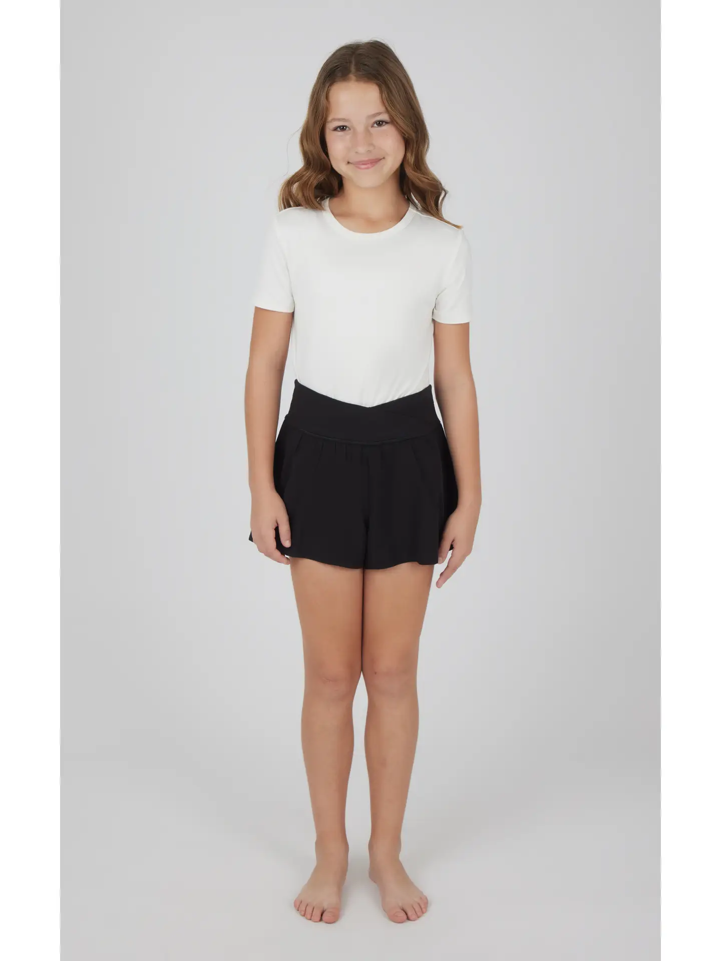 Black Girls Crossover Hybrid Short with Inner Pant