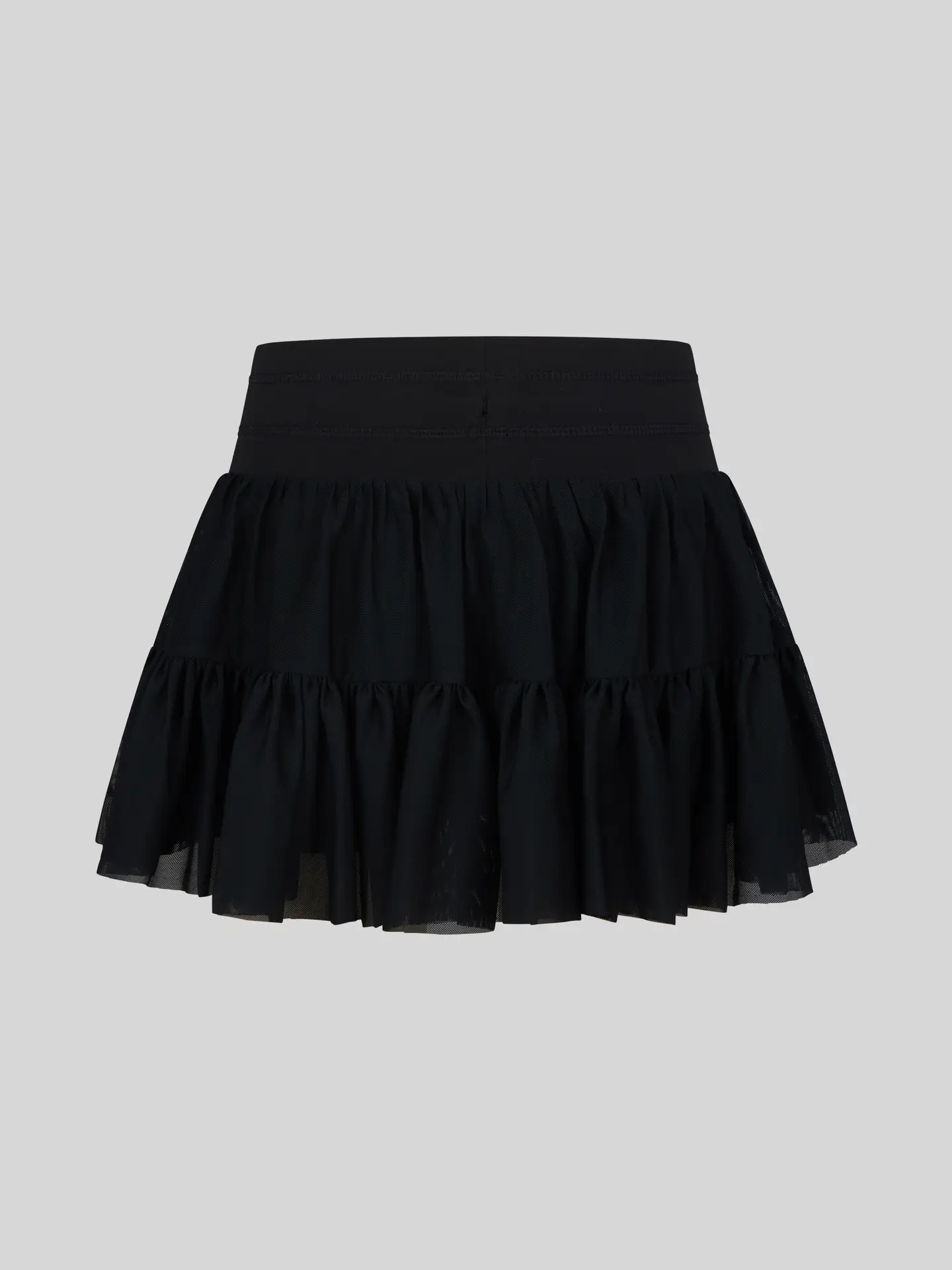 Black Girls Mesh Double Tier Ruffle Skort with Inner Short