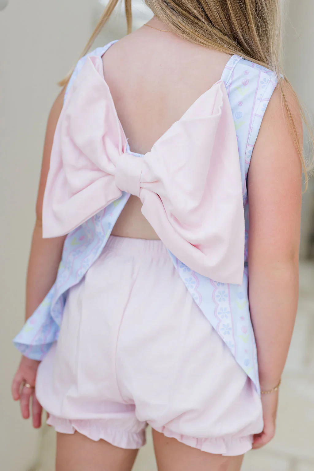 Blue Floral Scallop Lottie Bloomer Set - Image 2