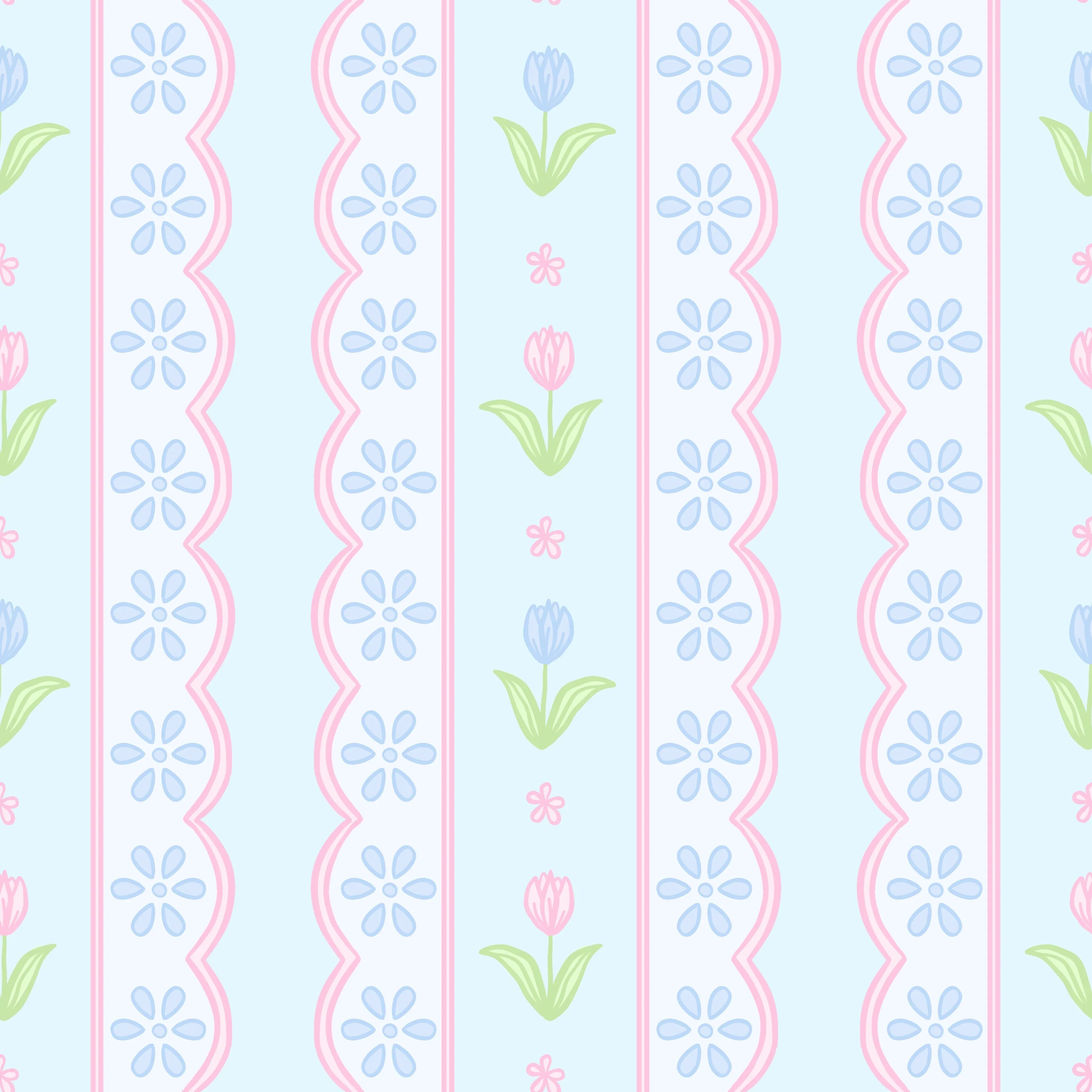 Blue Floral Scallop Lottie Bloomer Set - Image 3