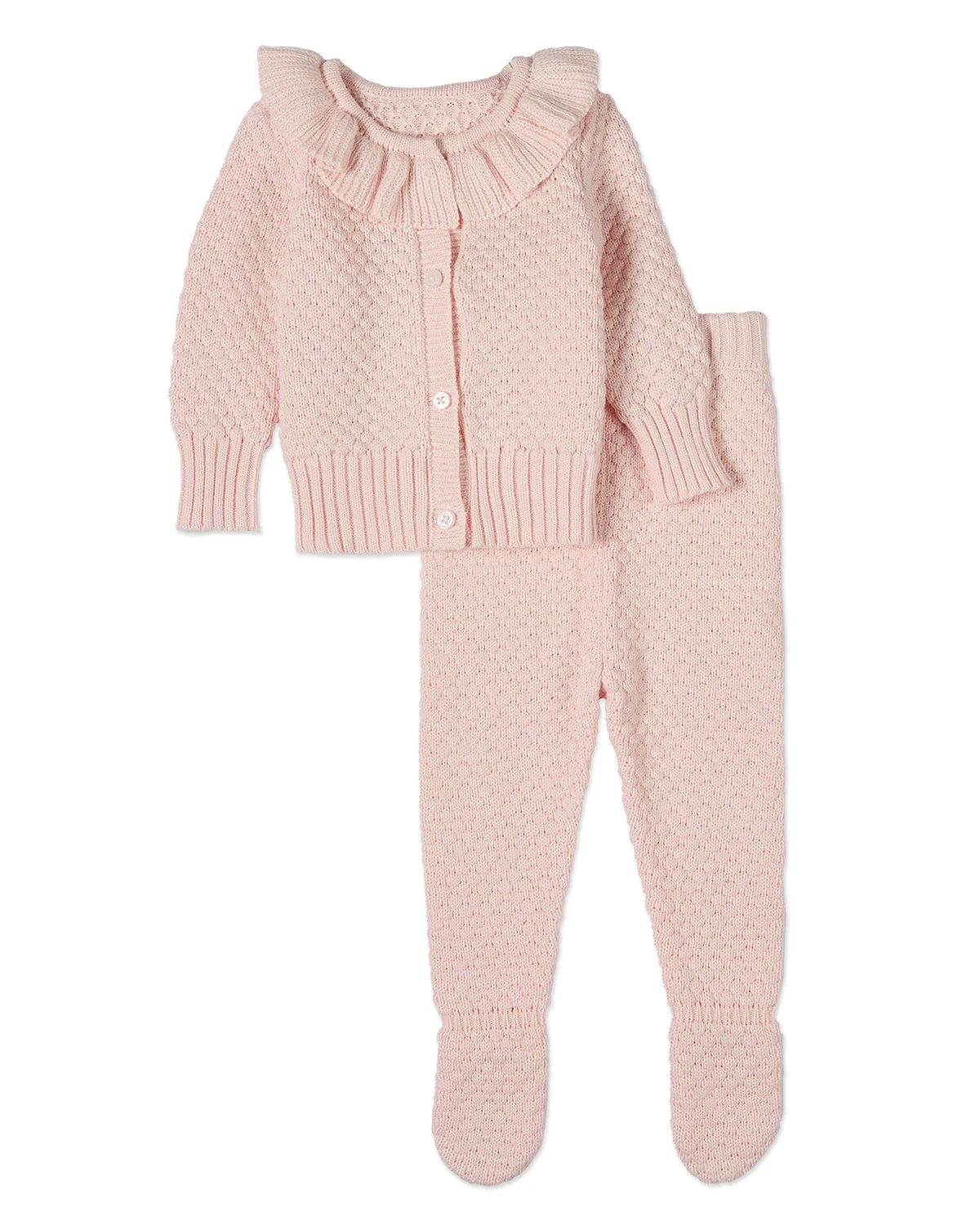 Blush Pink Knit Cardigan and Footed Pant