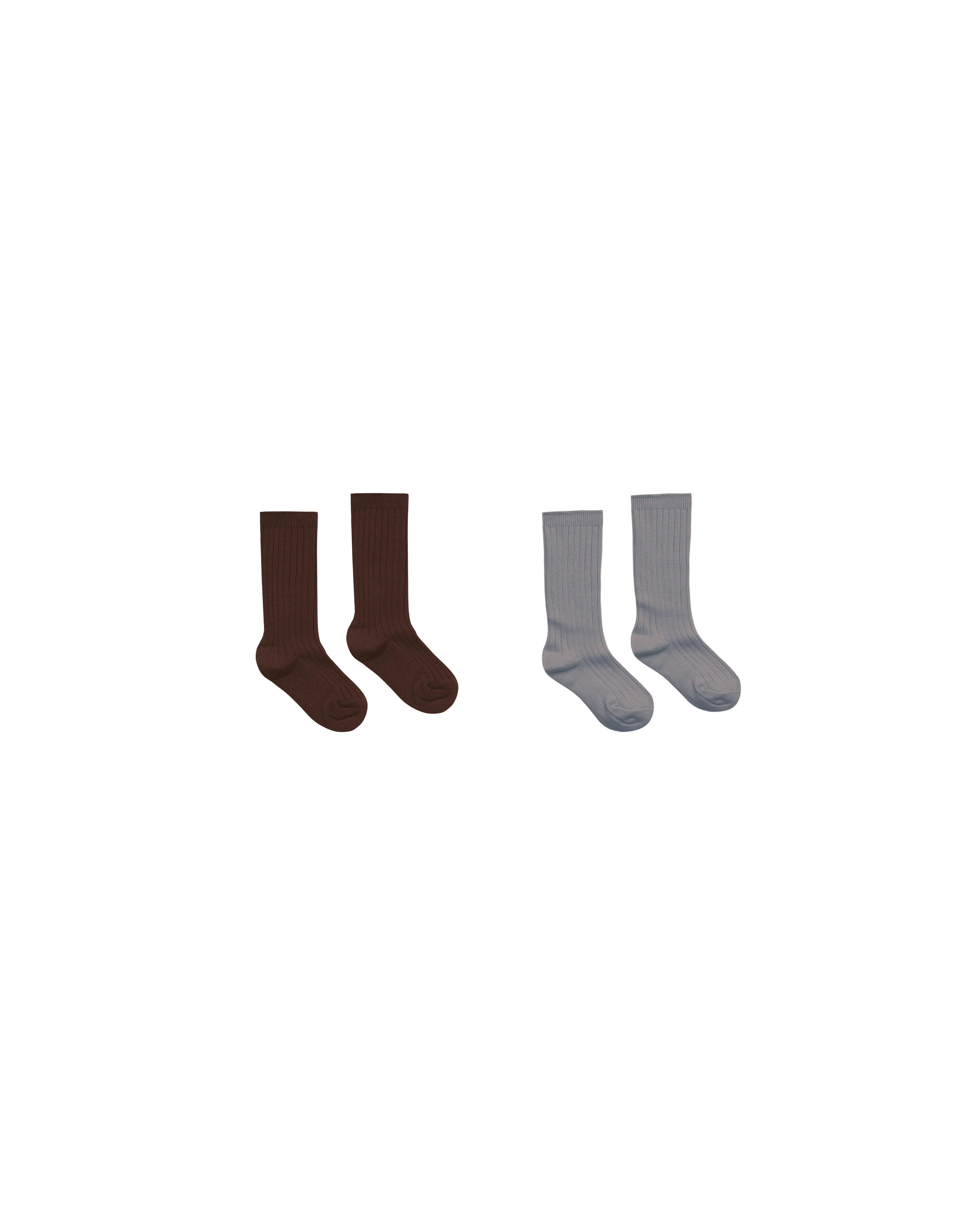 Brown & Dusty Blue Ribbed Socks