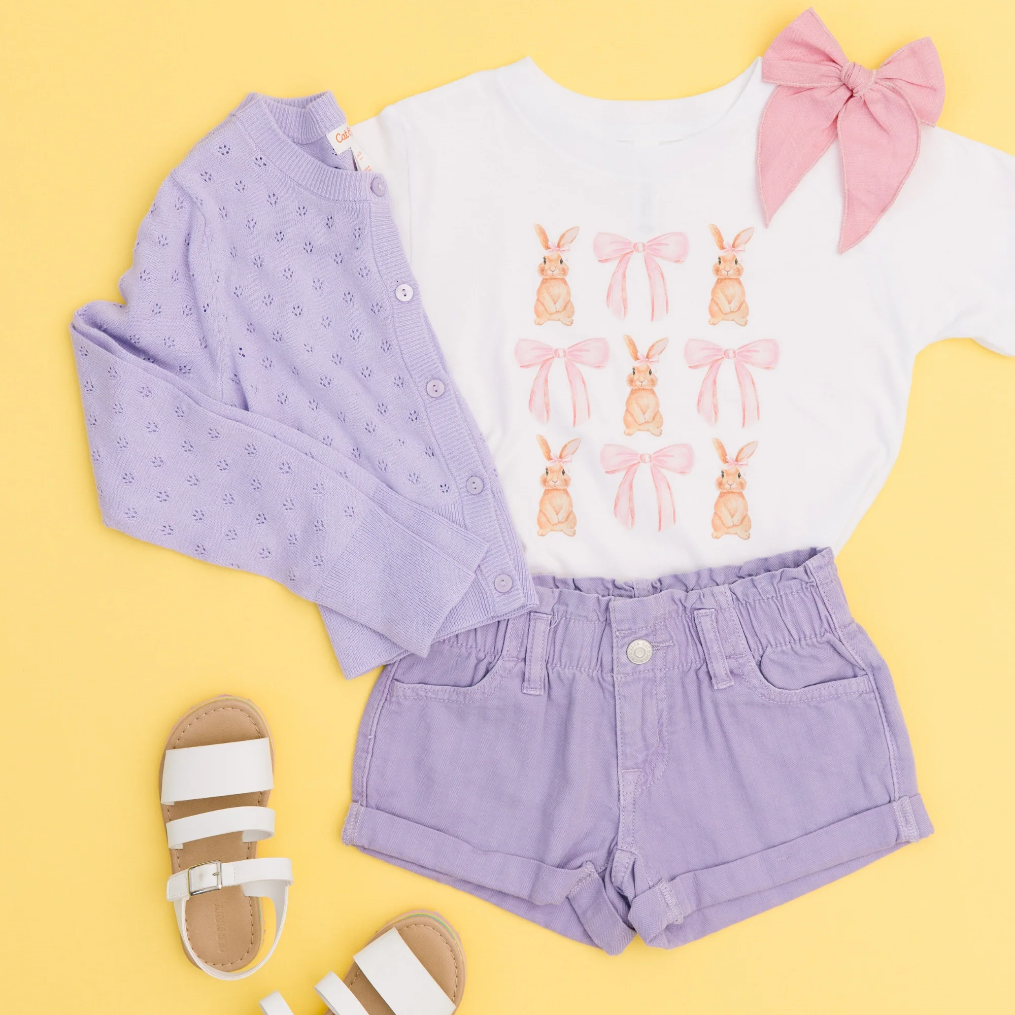 Bunnies and Bows Coquette Bow Toddler and Youth Easter Shirt - Image 2