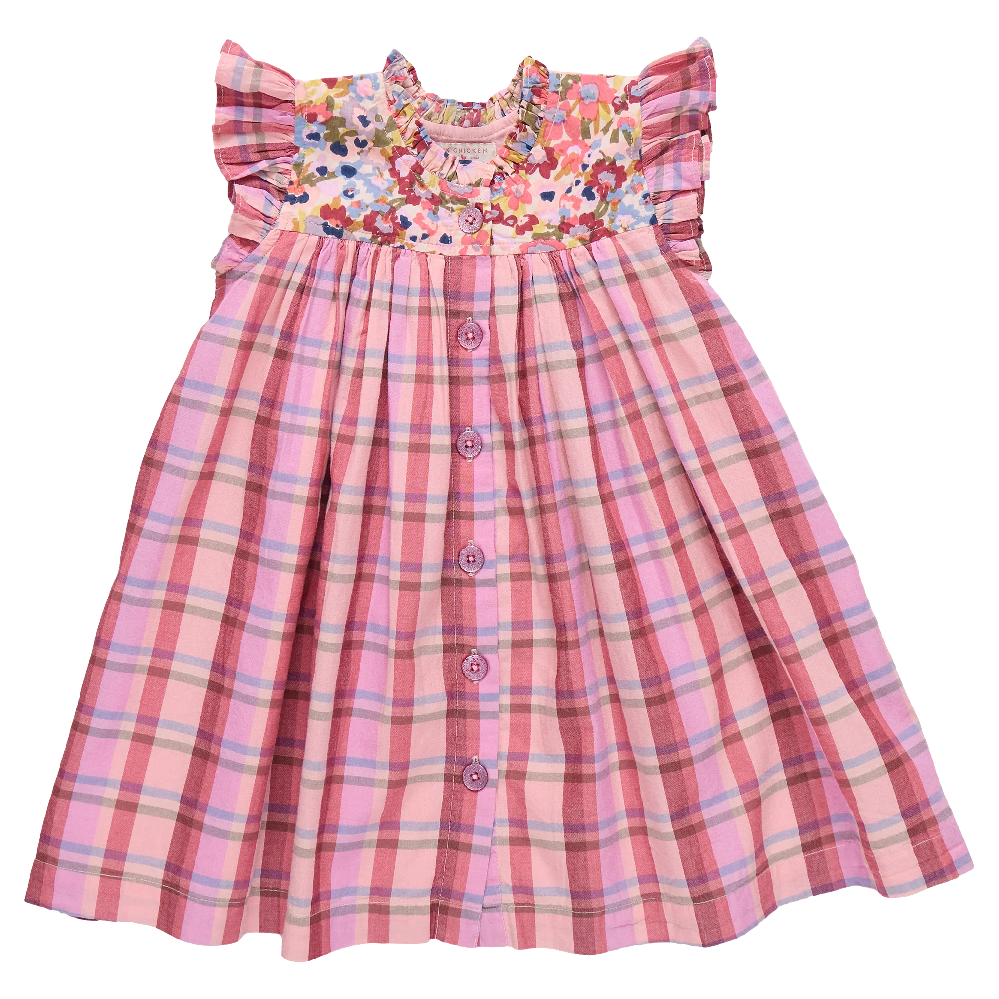 Burgundy Madras Plaid Girls Kaylee Dress