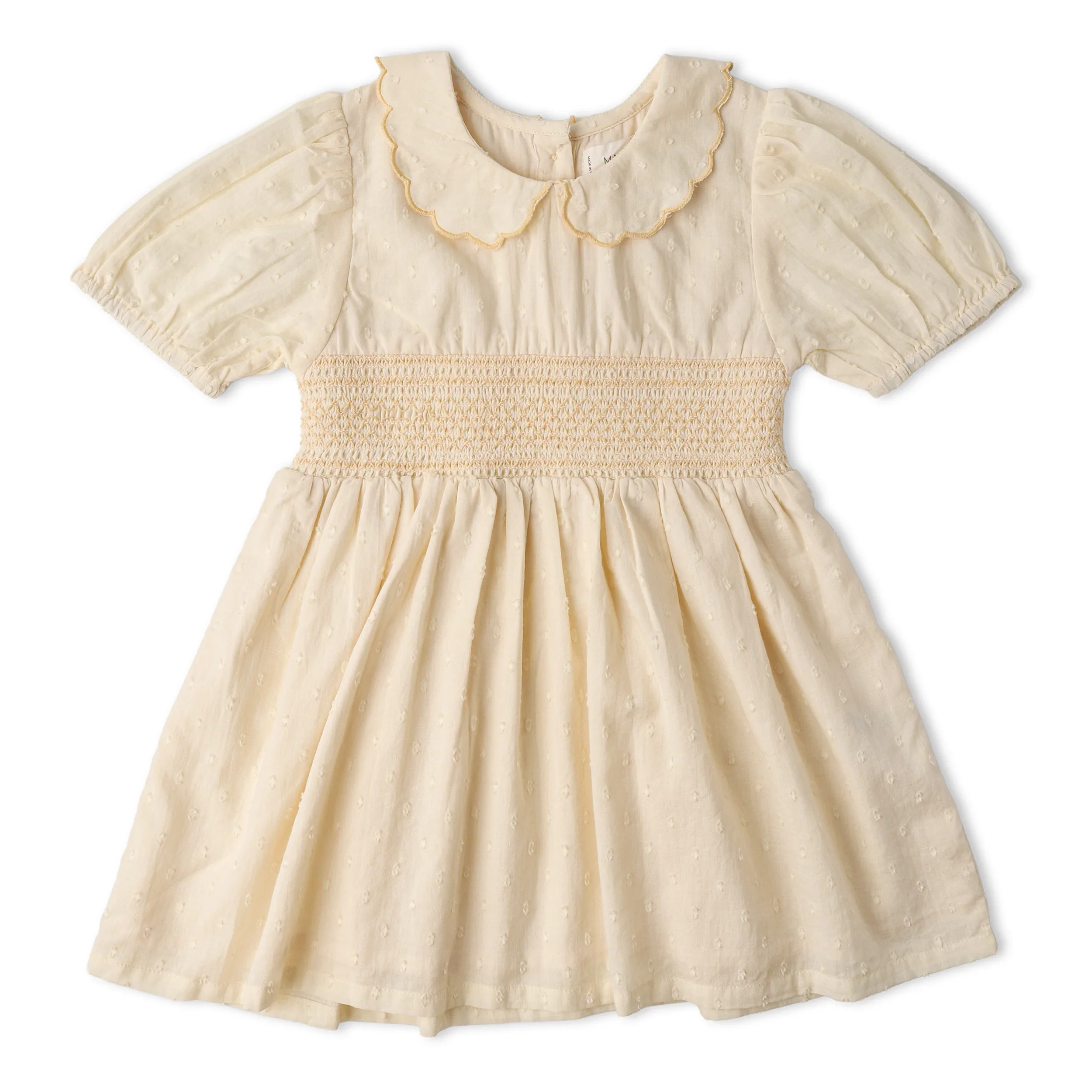 Butter Yellow Organic Smocked Collar Dress