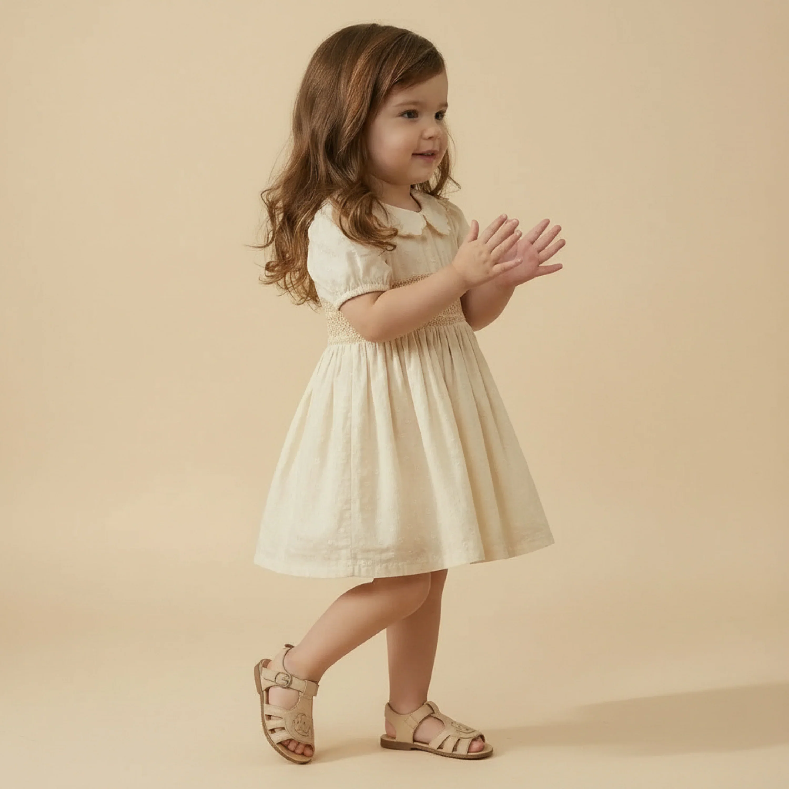 Butter Yellow Organic Smocked Collar Dress - Image 3