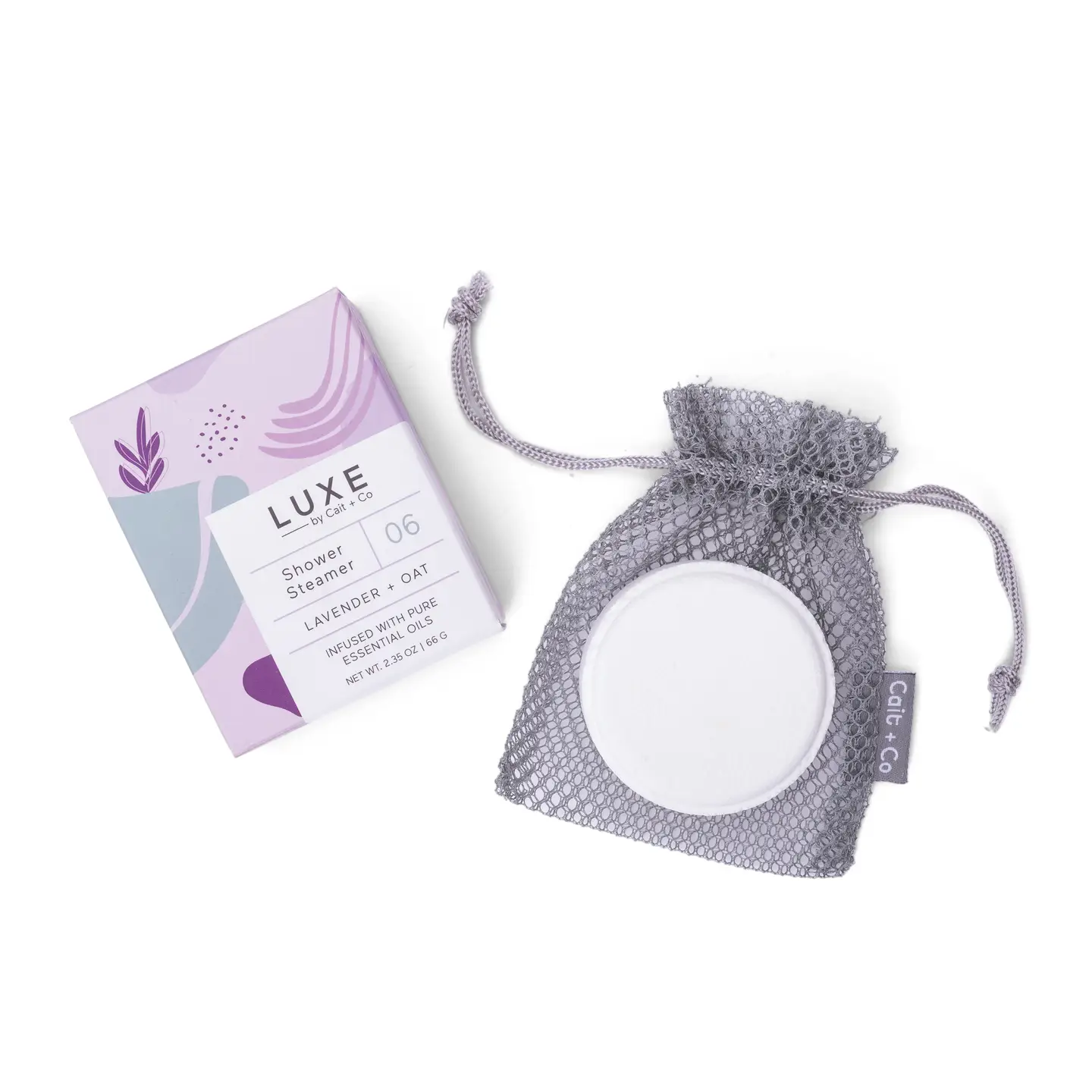 Cait + Co - Luxe Lavender + Oat Shower Steamer Fizzy Bomb