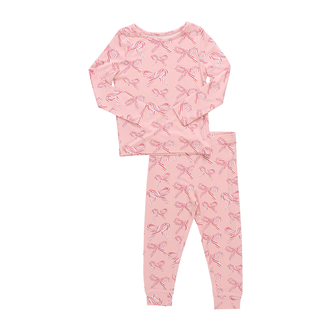 Candy Cane Bows Kids Bamboo PJ Set