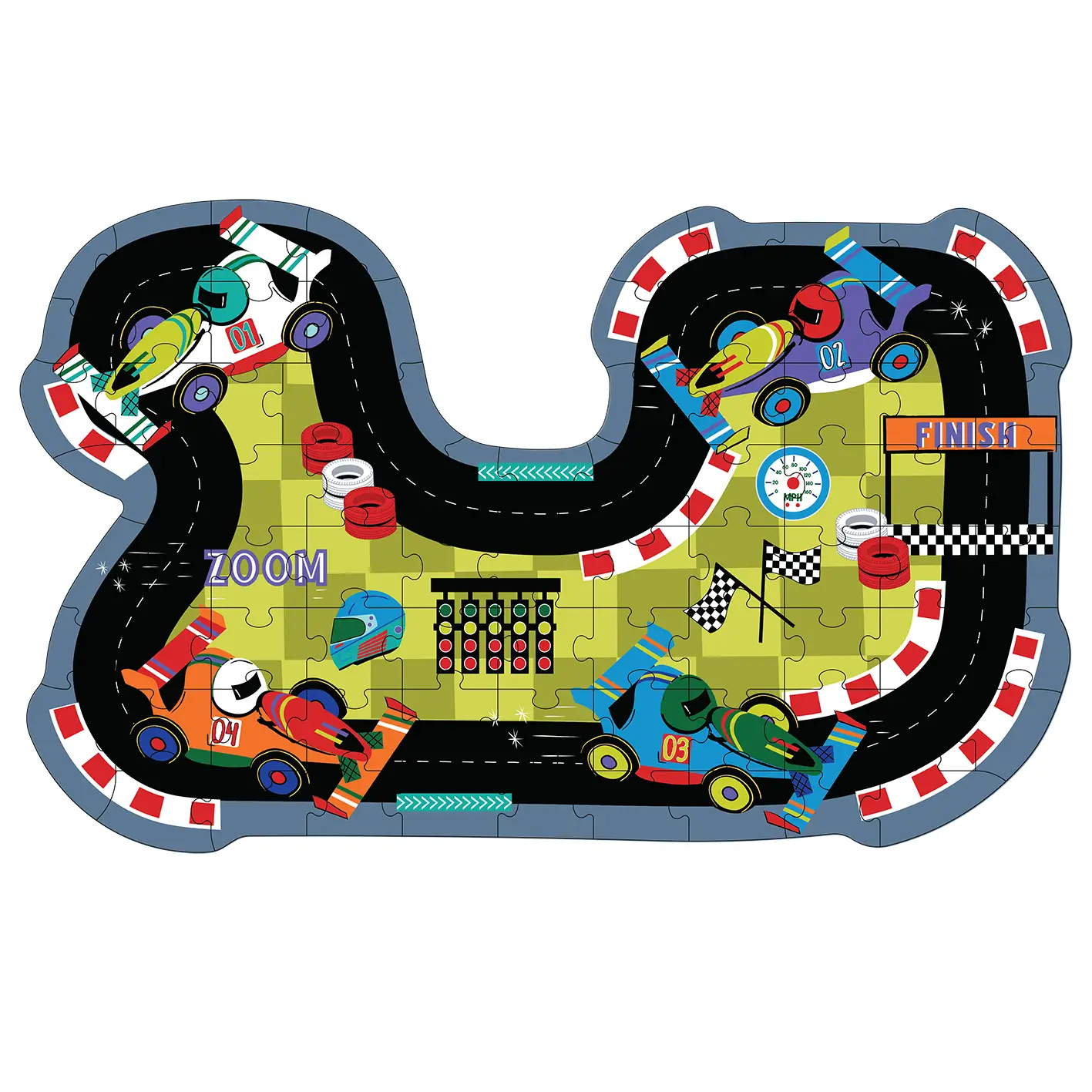 Cars 80pc "Race Track" Shaped Jigsaw with Shaped Box - Image 2