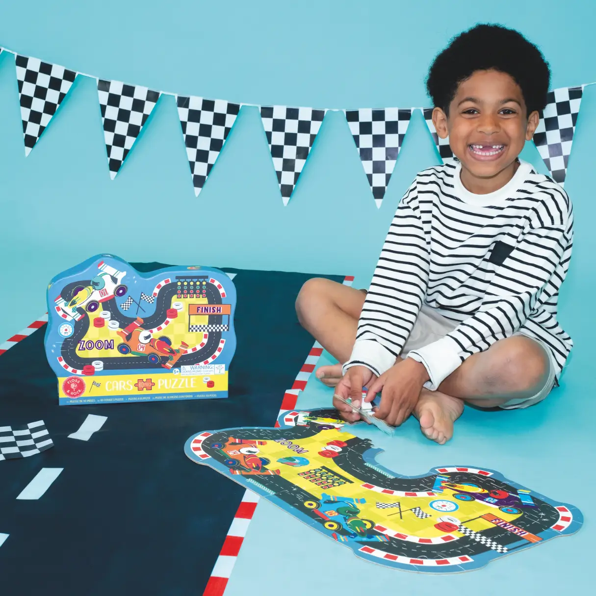 Cars 80pc "Race Track" Shaped Jigsaw with Shaped Box - Image 3
