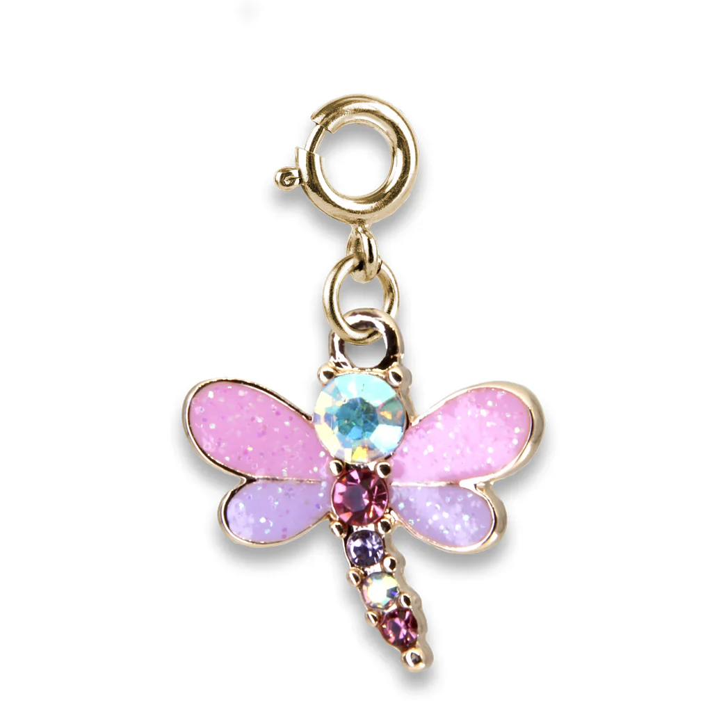 Charm It! - Gold Glitter Dragonfly Charm