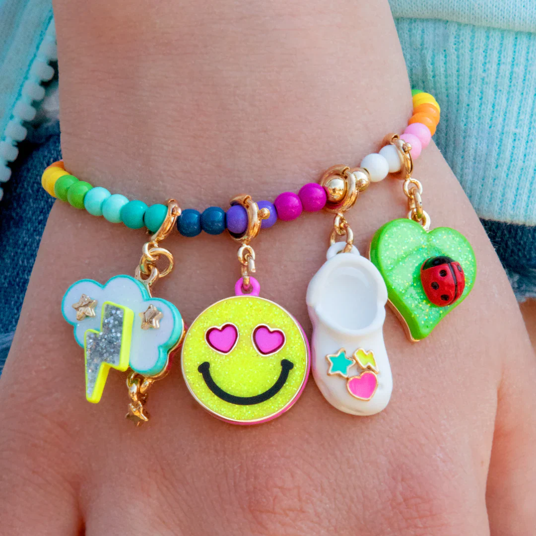 Charm It! - Gold Glitter Smiley Face Charm - Image 2