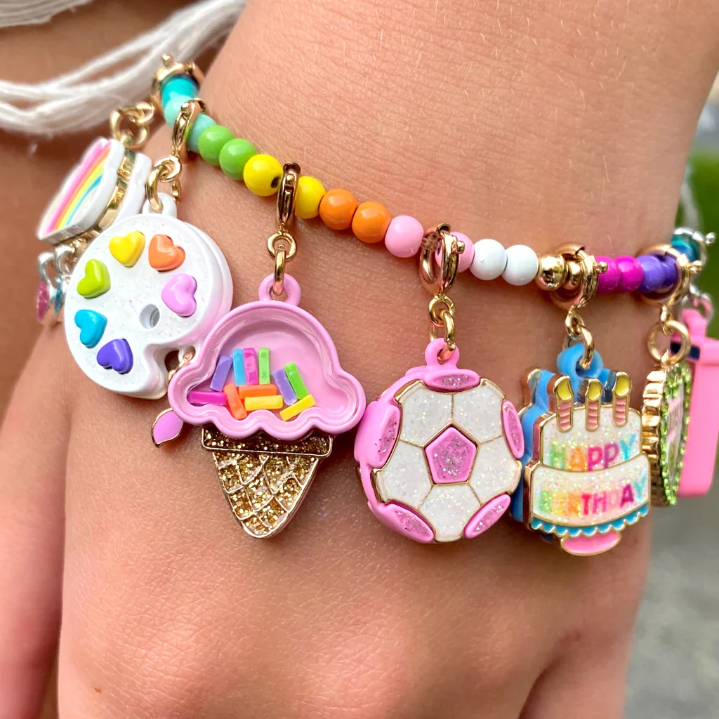 Charm It! - Gold Glitter Soccer Ball Charm - Image 2
