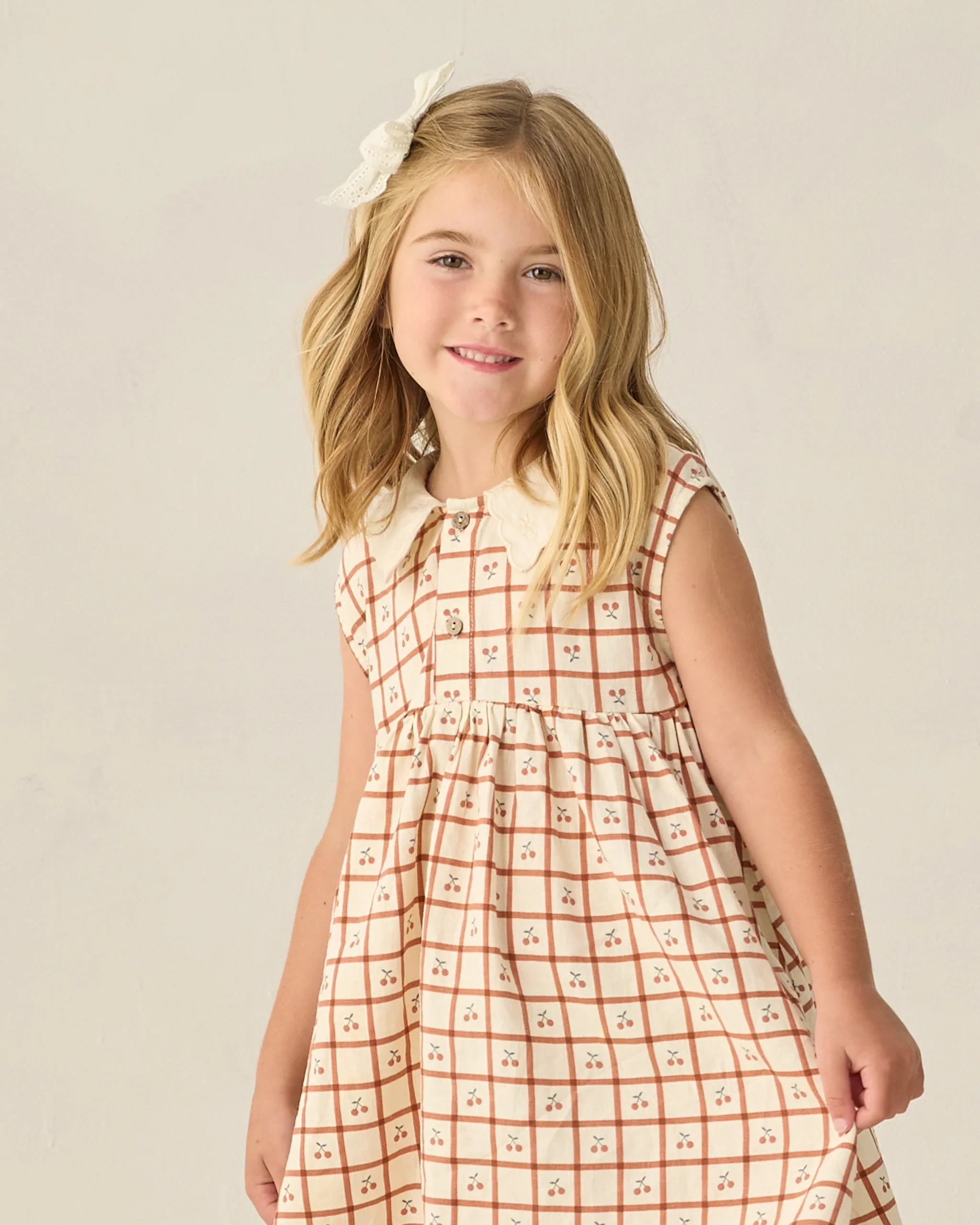 Cherry Check Collared Babydoll Dress - Image 2
