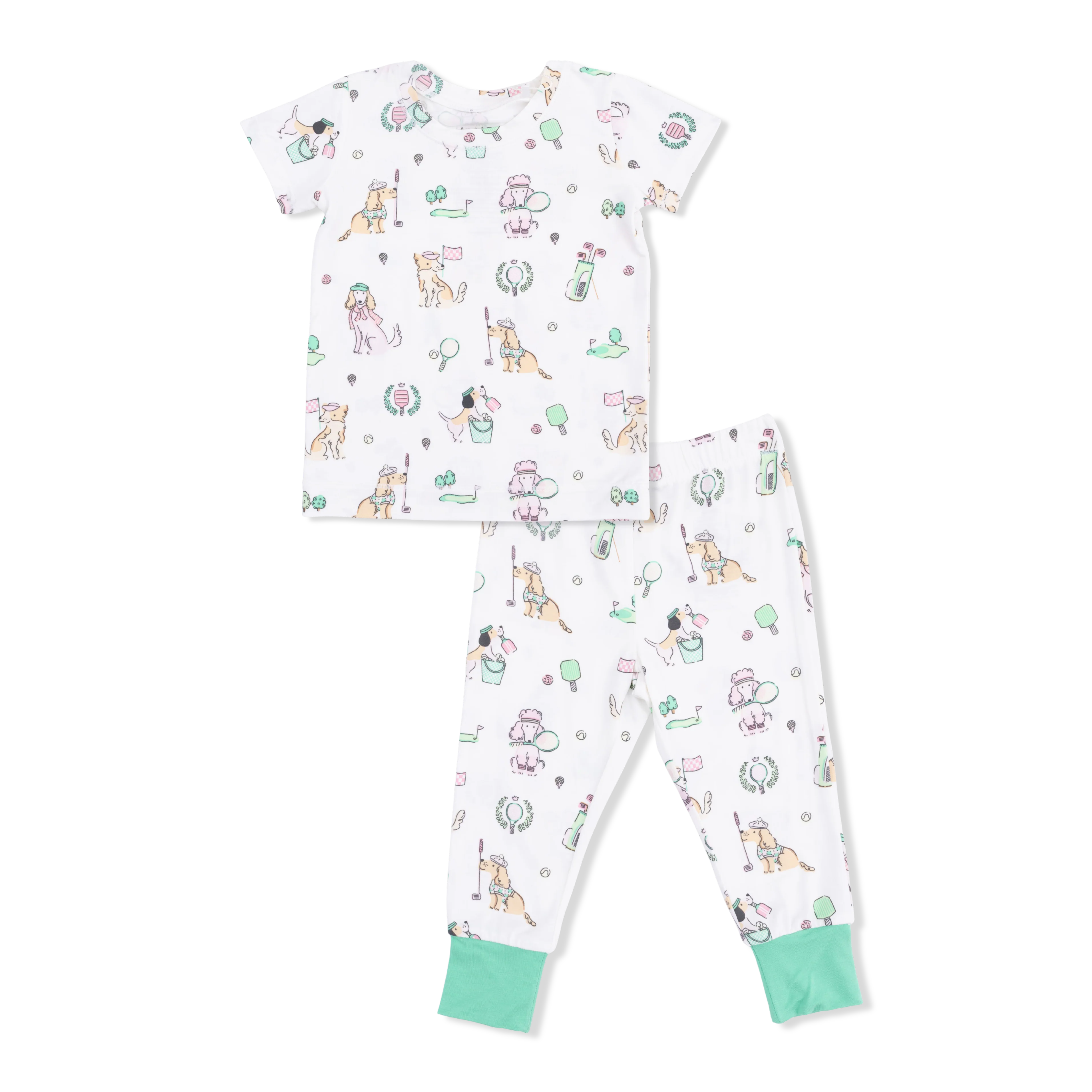 Country Club Dogs Pink Short Sleeve Loungewear Set