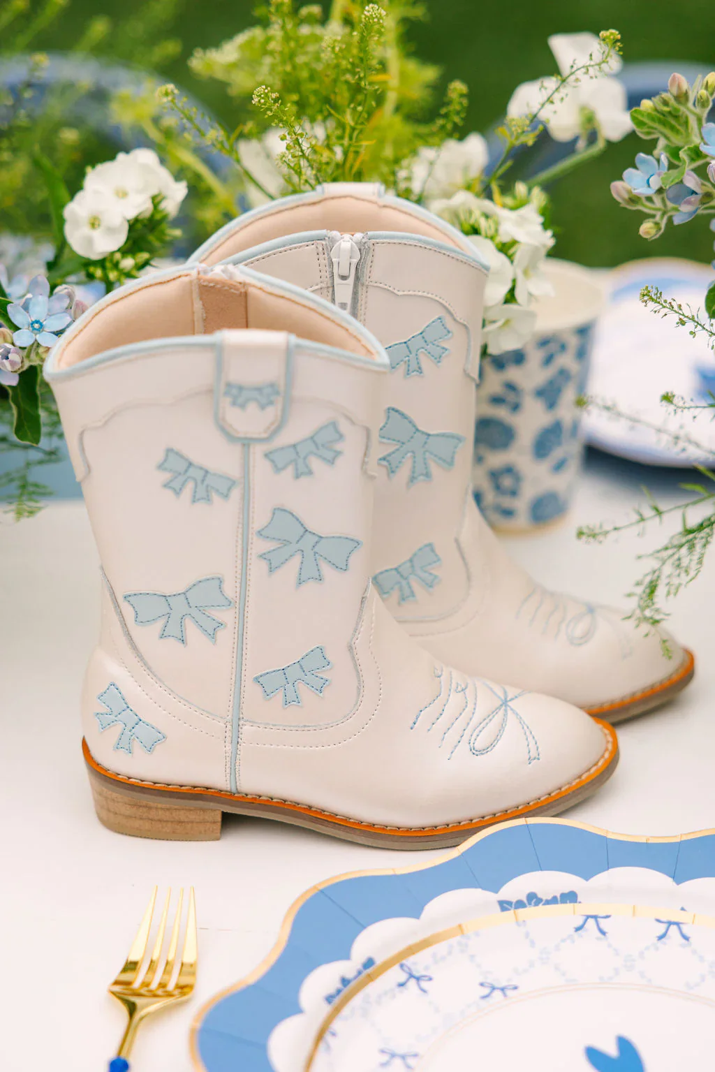Cowgirl Baby Blue Bow Boots - Image 3