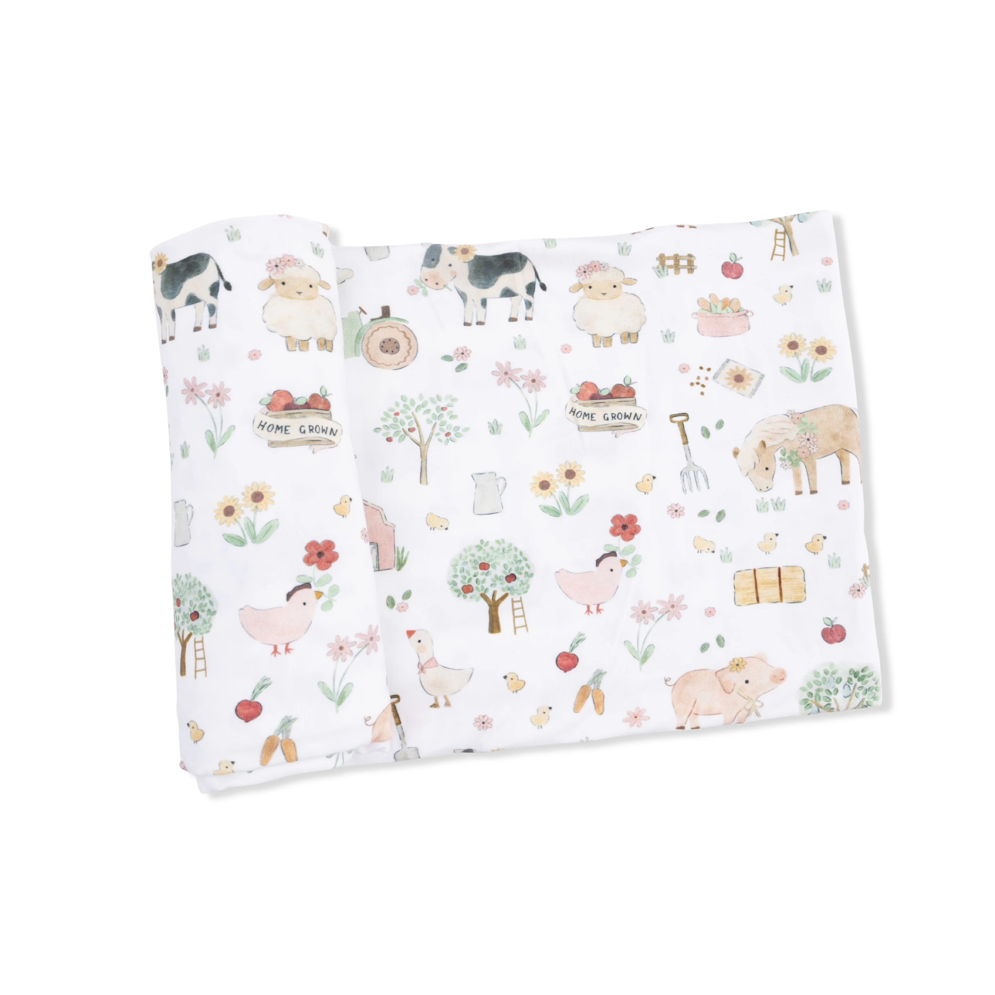 Cute Farm Animals Pink Swaddle Blanket - Image 2