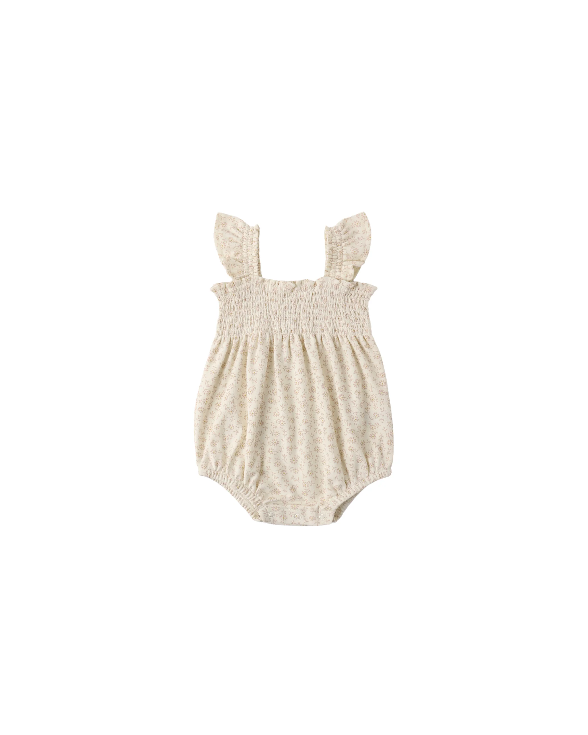 Ditsy Smocked Ruffle Sleeve Romper