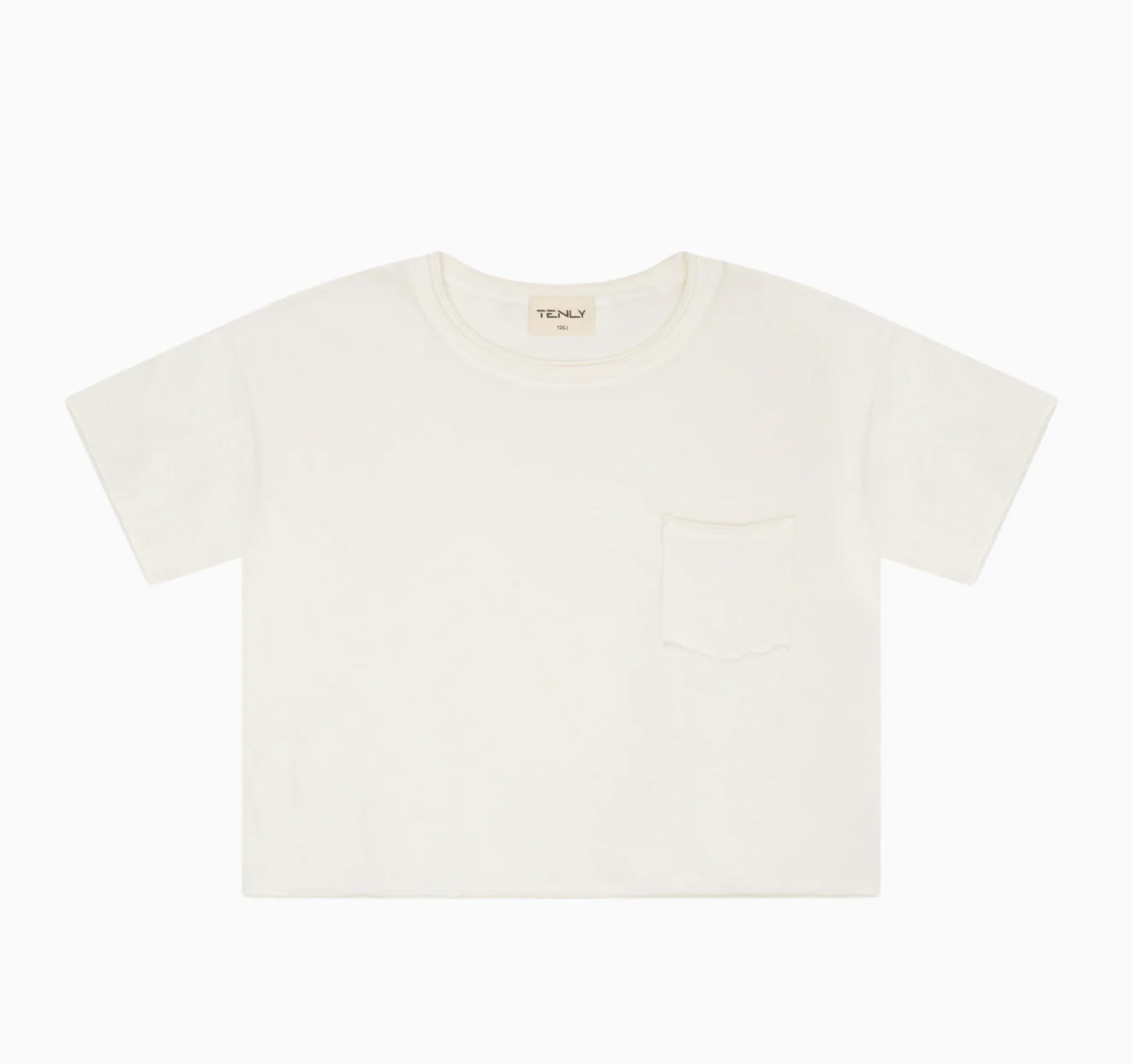 Ecru Cotton Jersey Raw Edge Pocket Tee