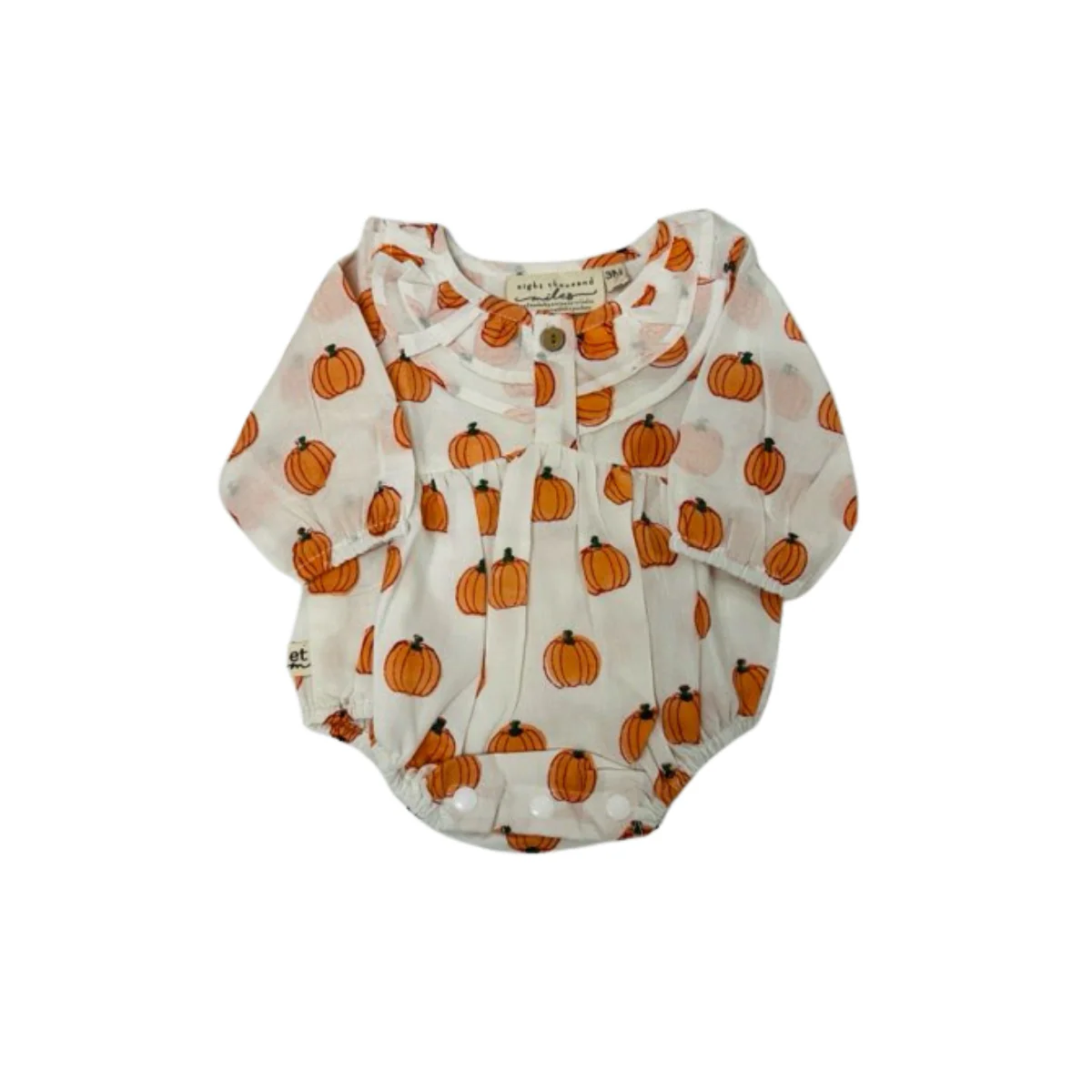 eight thousand miles - Double Frill Romper LS - Pumpkins
