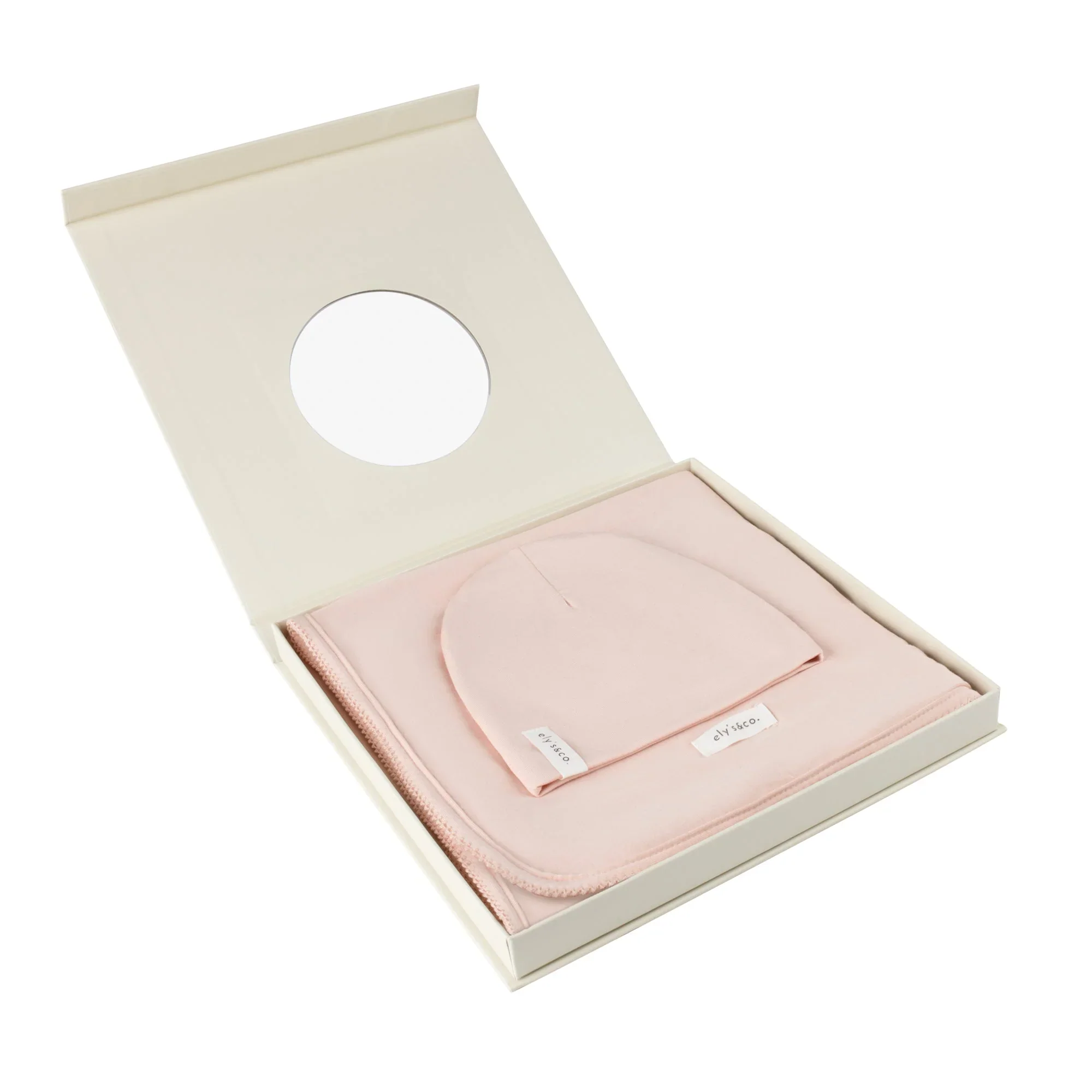 Ely's & Co - Rose Pink Modal Swaddle & Beanie Set in Gift Box - Image 3