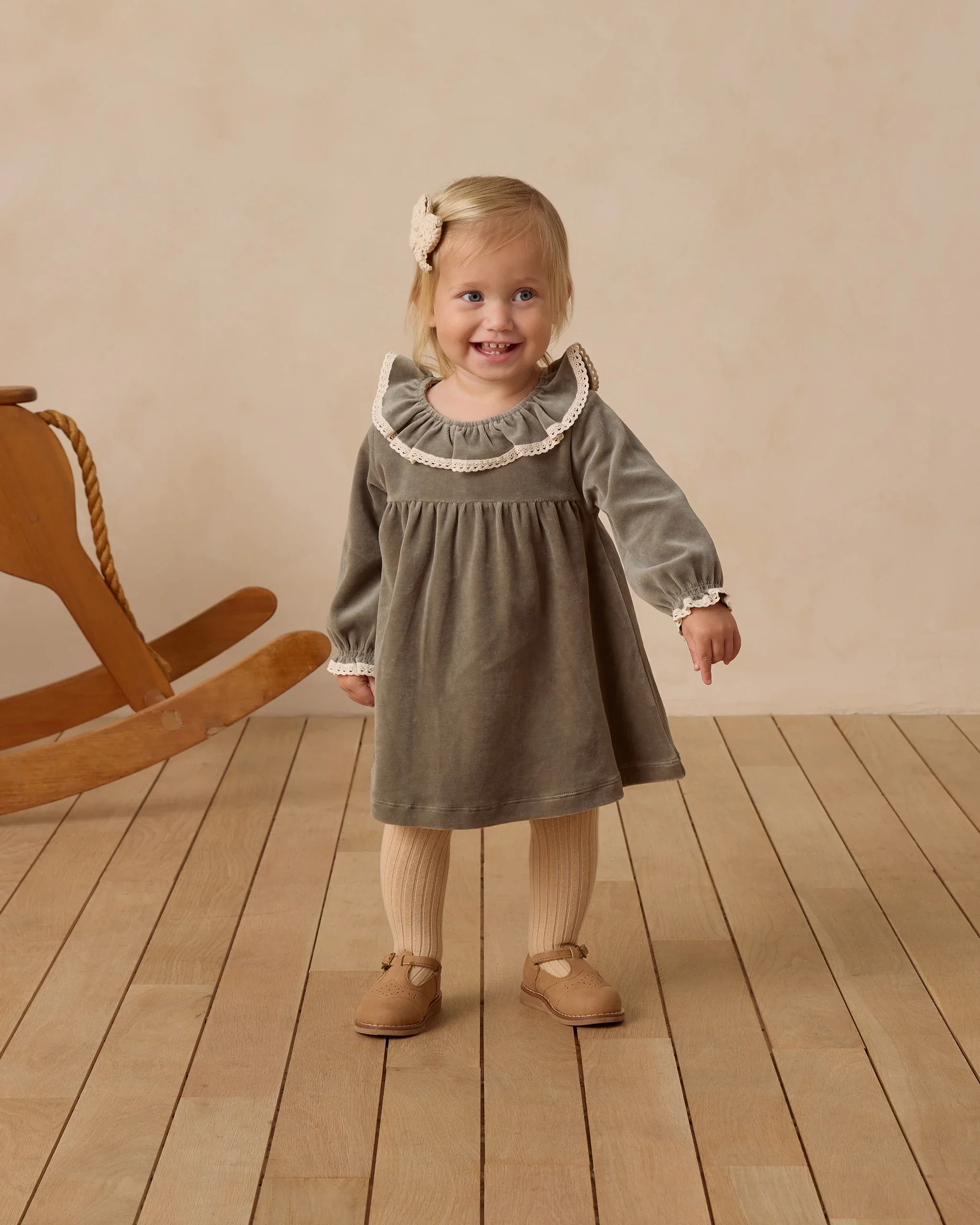 Forest Velour Baby Dress - Image 2
