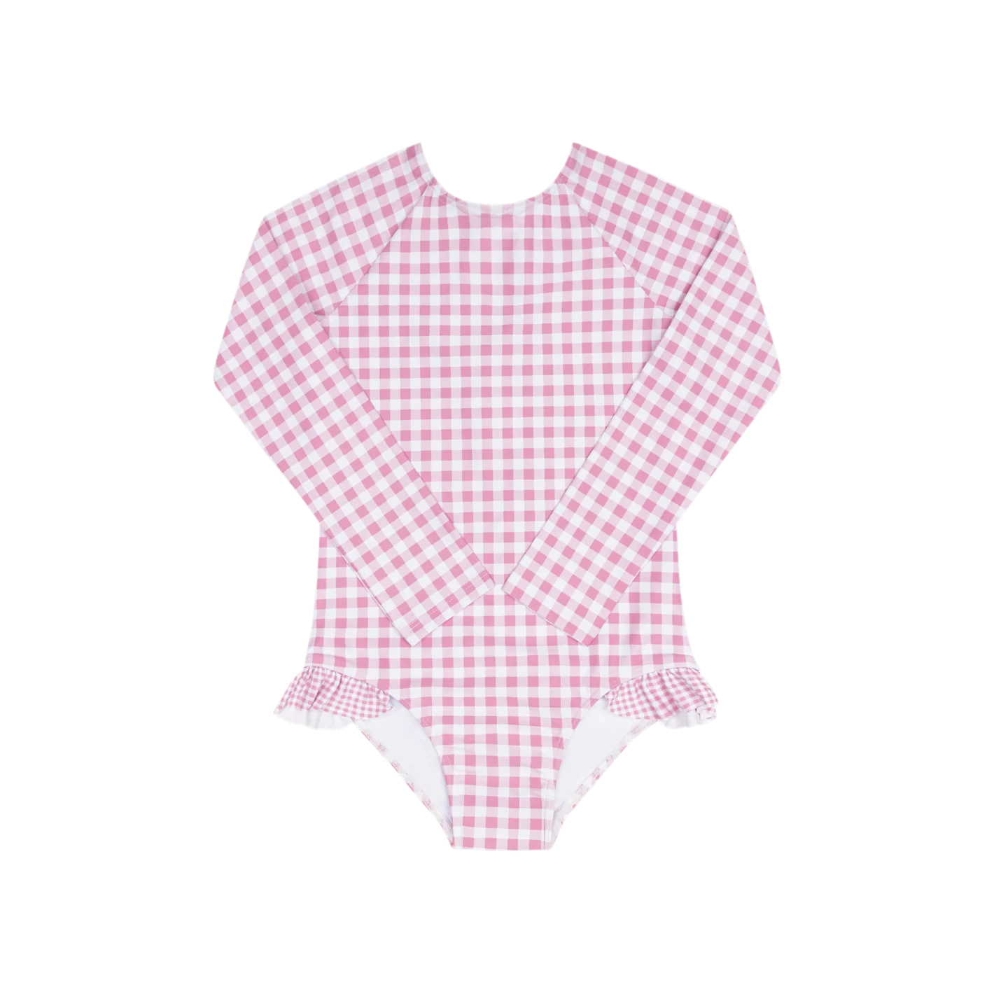 girls blush gingham rashguard one piece