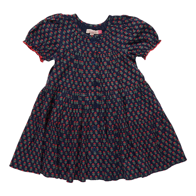 Girls Elizabeth Dress - Navy Carnation