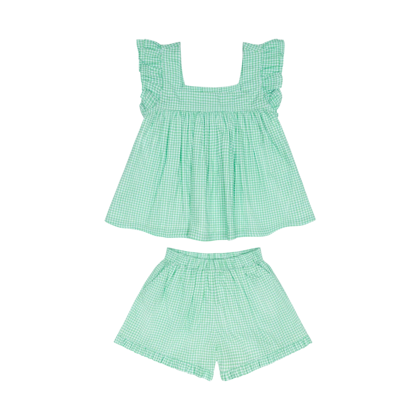 girls gustavia gingham ruffle top and short set