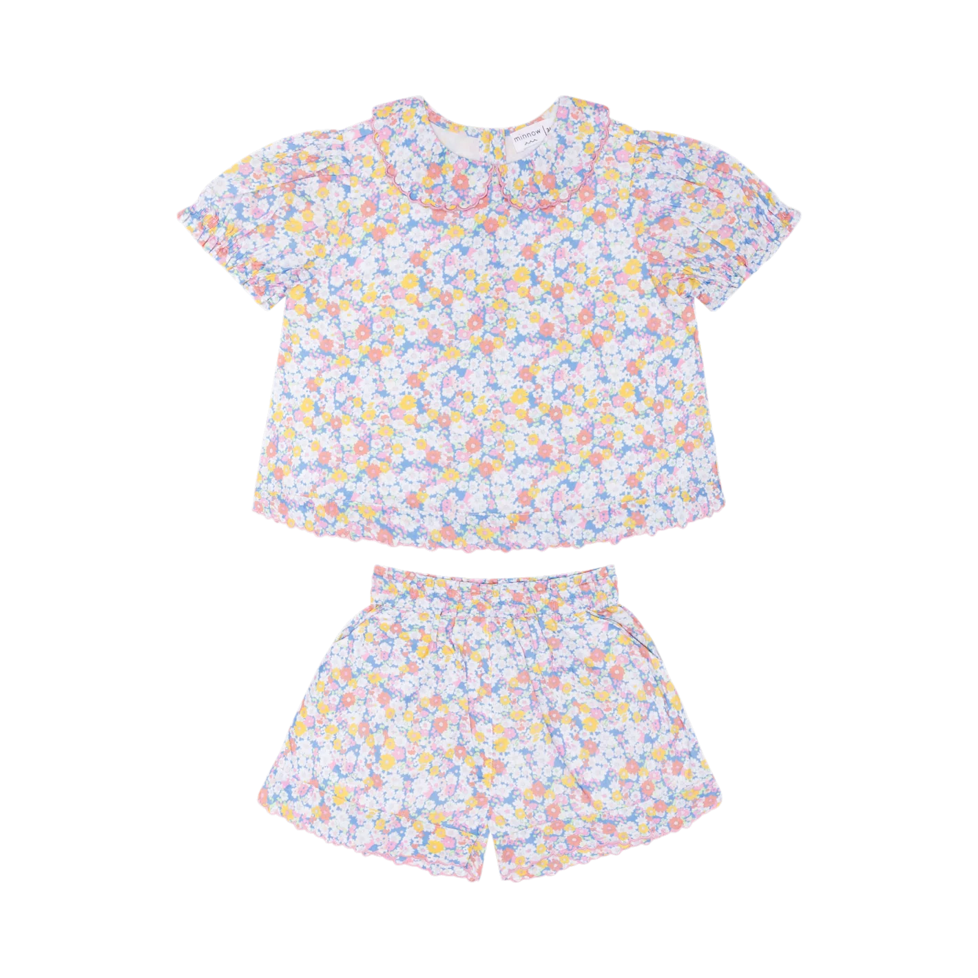 girls jasmine blossom puff sleeve short set