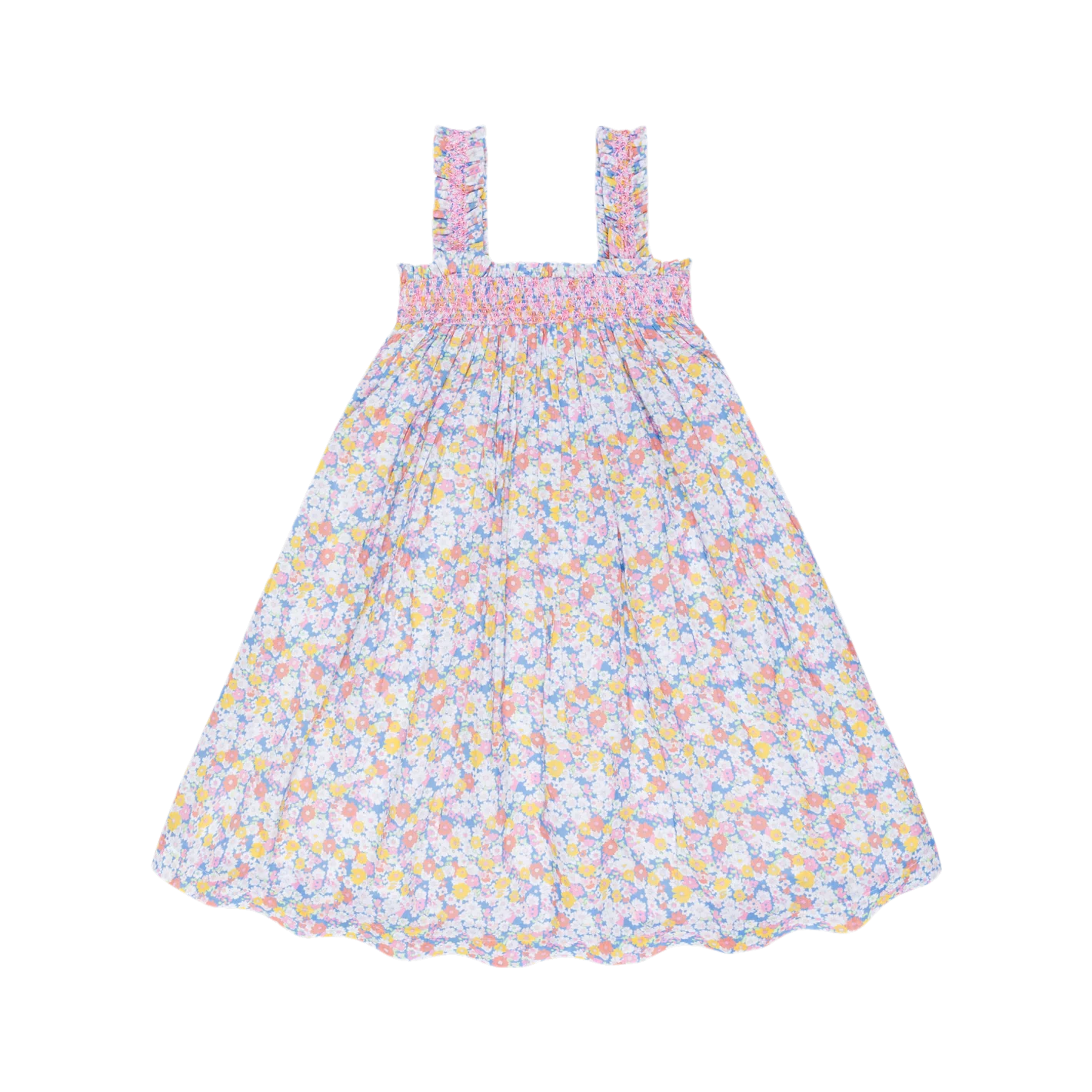 girls jasmine blossom smocked ruffle strap dress