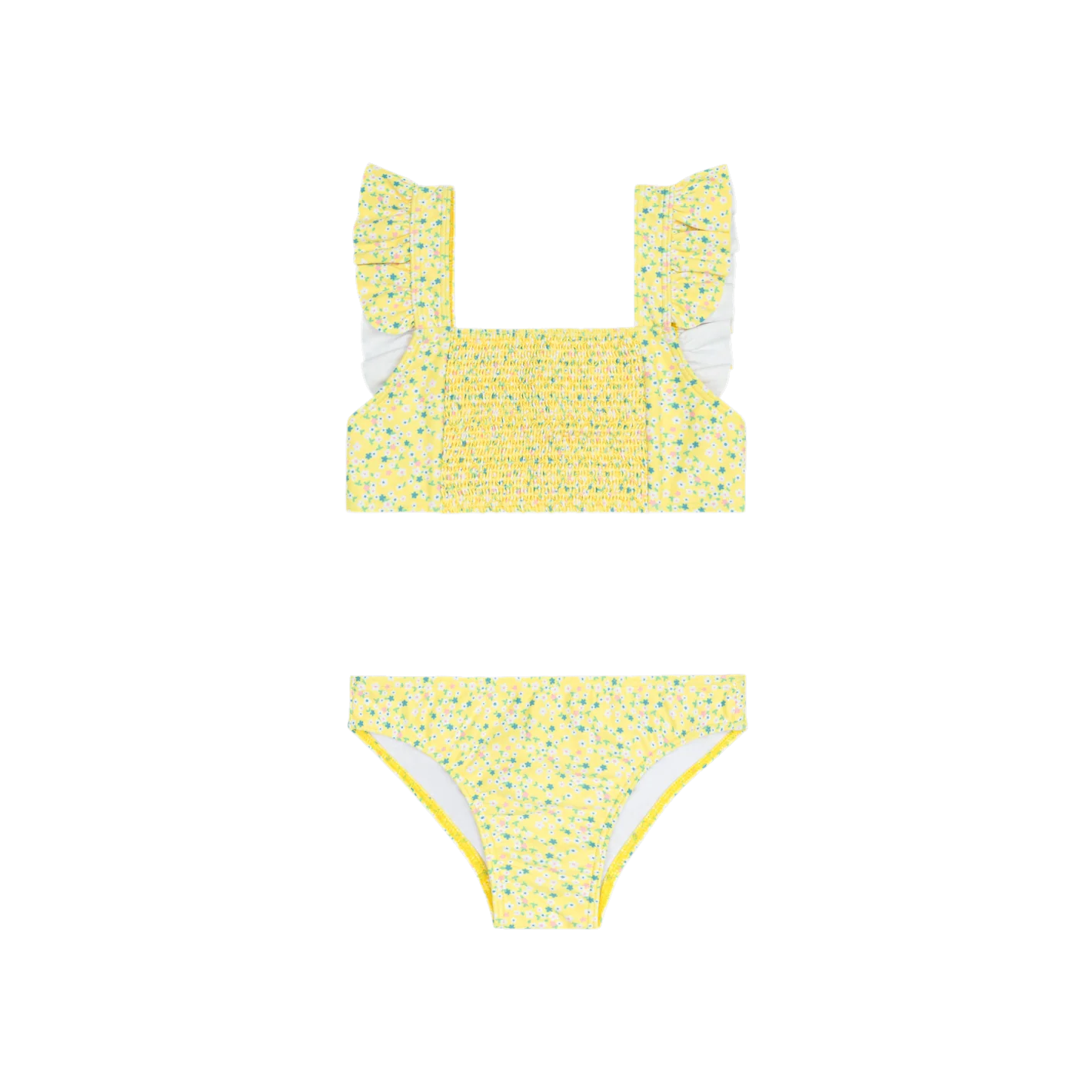 girls petite fleur smocked ruffle strap bikini