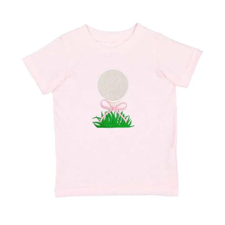 Golf Tee Bow Patch Short Sleeve T-Shirt - Ballet
