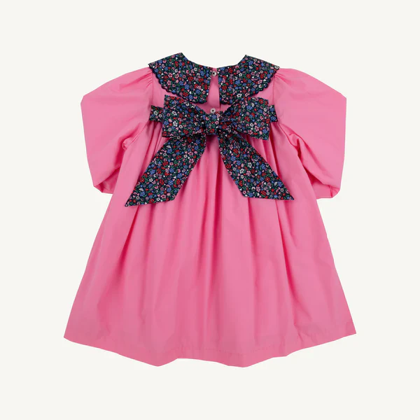 Hamptons Hot Pink Fairfax Farm Floral Long Sleeve Mary Dal Dress - Broadcloth - Image 2