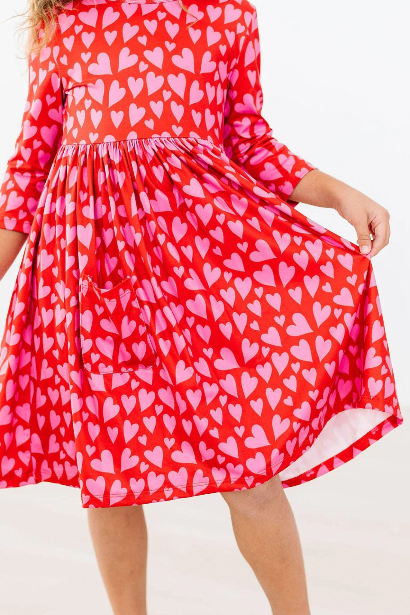 Hearts & Hugs 3/4 Sleeve Pocket Twirl Dress - Image 2