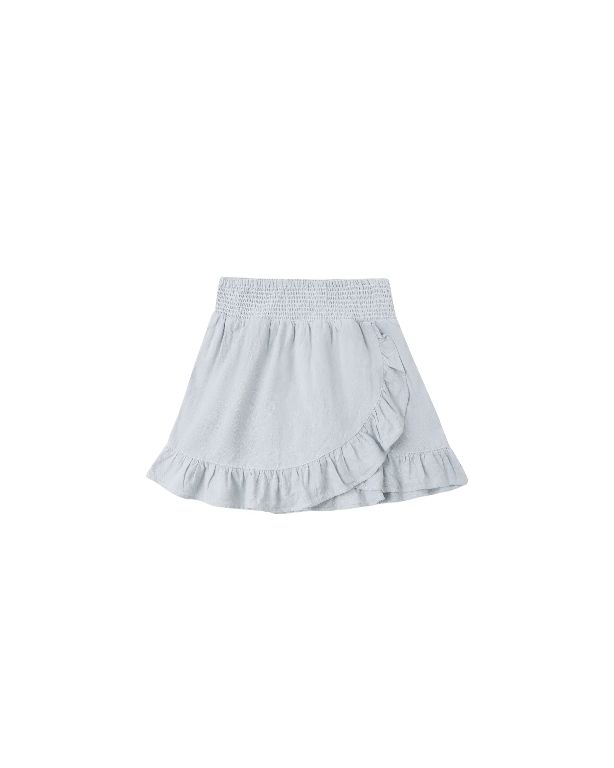 Heathered Light Blue Wrap Ruffle Skirt