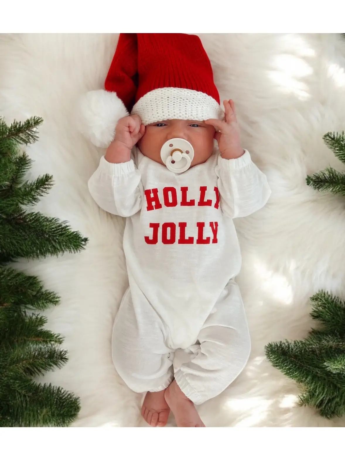Holly Jolly White / Organic Long Sleeve Jumpsuit - Image 2