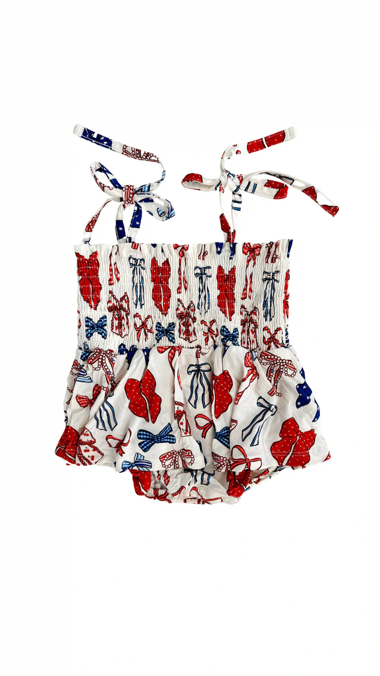 In My Jammers - Red White & Blue Smocked Twirl Romper - Image 2