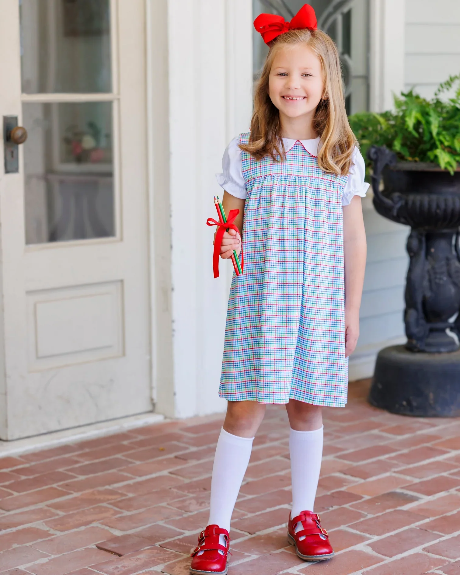 Jellybean - Primary Plaid Jumper Set - Image 3